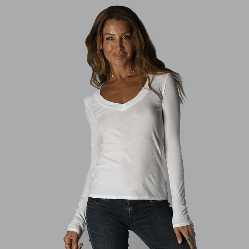 James Perse Femmes Blanc Manches Courtes T Shirt Ras Cou T-Shirt 